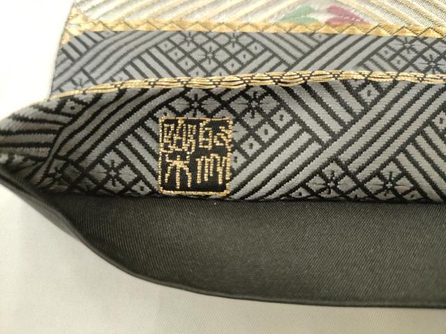 平和屋着物●西陣 京の名門 じゅらく謹製 黄金繭 六通柄袋帯 格子花文 金糸 正絹 逸品 AABK6738pf