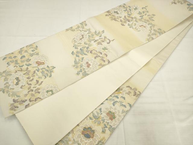 平和屋着物●袋帯 草花文 螺鈿箔 金糸 鈴乃屋扱い 正絹 逸品 AABK6753pf