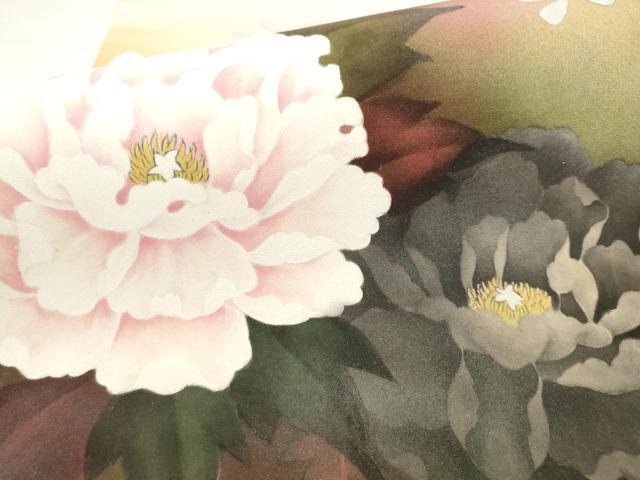 平和屋着物●六通柄袋帯 花蝶文 銀彩 正絹 逸品 AABK6754pf