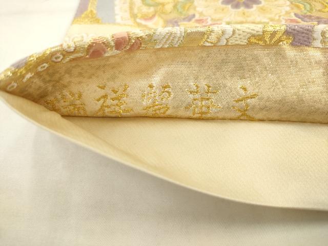平和屋着物●六通柄袋帯 唐織 瑞祥麗華文 金糸 正絹 逸品 AABK6757pf