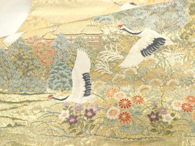 平和屋着物●六通柄袋帯 唐織 斑鳩瑞祥文 金糸 正絹 逸品 AABK6758pf