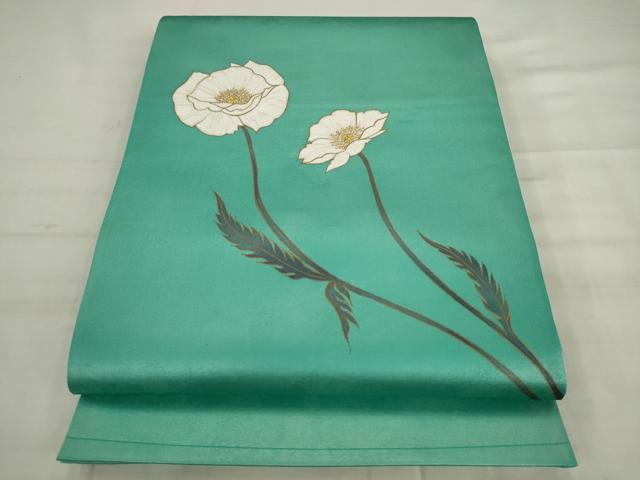 平和屋着物●染色作家 田中文子 太鼓柄袋帯 草花文 金彩 正絹 逸品 AABK6764pf