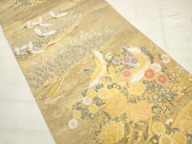 平和屋着物●西陣 長嶋成織物 ながしま帯 六通柄袋帯 唐織 翔鳳錦 華苑瑞鳥文 金糸 上代45万円 証紙付き 正絹 逸品 AABK6769pf