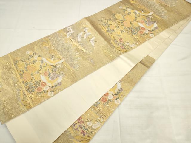 平和屋着物●西陣 長嶋成織物 ながしま帯 六通柄袋帯 唐織 翔鳳錦 華苑瑞鳥文 金糸 上代45万円 証紙付き 正絹 逸品 AABK6769pf