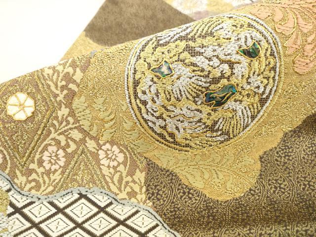 平和屋着物●六通柄袋帯 王朝巌島文 金銀糸 正絹 逸品 AABK6774pf
