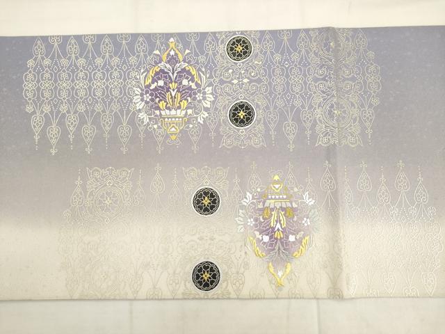 平和屋着物●六通柄袋帯 草花文 金通し地 金銀彩 正絹 逸品 AABK6776pf