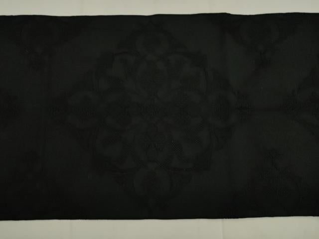 平和屋着物●綴れ 八寸名古屋帯 飾花文 黒地 正絹 逸品 AABK6778pf