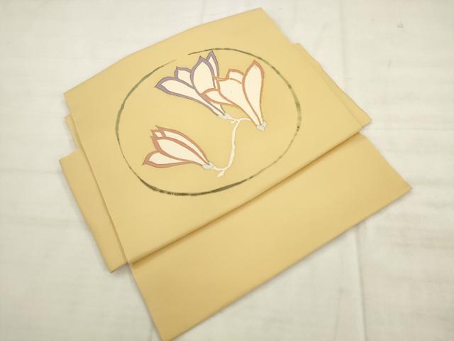 平和屋着物●塩瀬 つけ帯 駒刺繍 花丸文 金彩 正絹 逸品 AABK6784pf