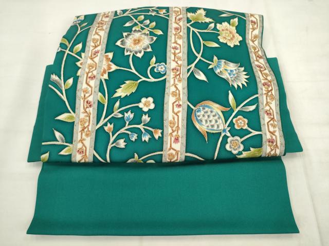平和屋着物●塩瀬 つけ帯 更紗花間道 金彩 正絹 逸品 AABK6785pf