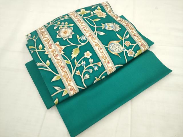平和屋着物●塩瀬 つけ帯 更紗花間道 金彩 正絹 逸品 AABK6785pf