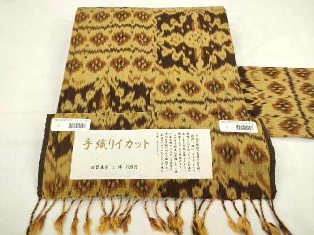 平和屋着物●全通柄九寸名古屋帯 手織りイカット 証紙付き 綿 AABK6787pf