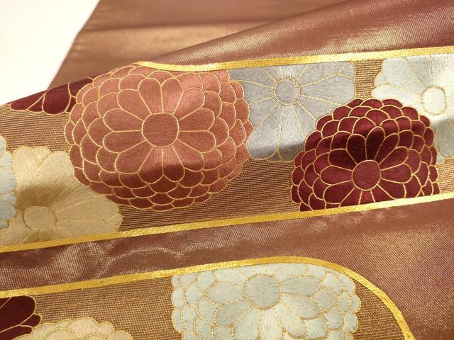 平和屋着物●西陣 川島織物 太鼓柄袋帯 駒刺繍 エ霞花文 金糸 正絹 逸品 AABK6788pf
