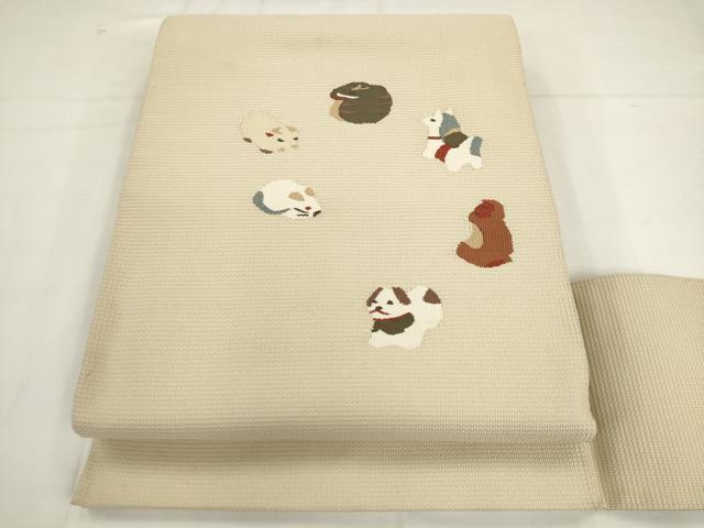 平和屋着物●綴れ 八寸名古屋帯 十二支 正絹 逸品 AABK6805pf