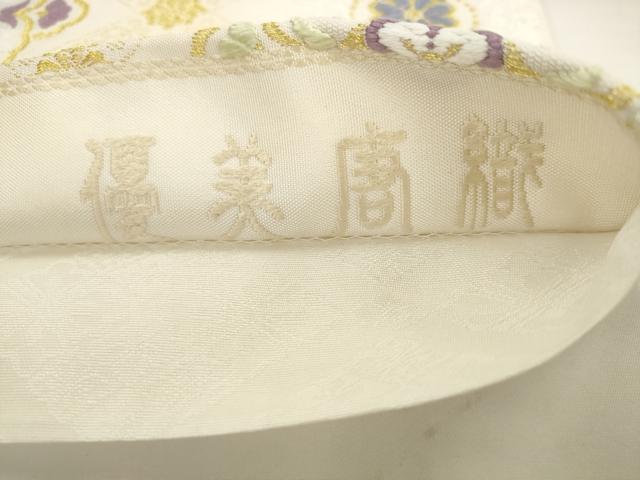 平和屋着物●六通柄袋帯 優美唐織 花菱文 金糸 正絹 逸品 AABK6807pf