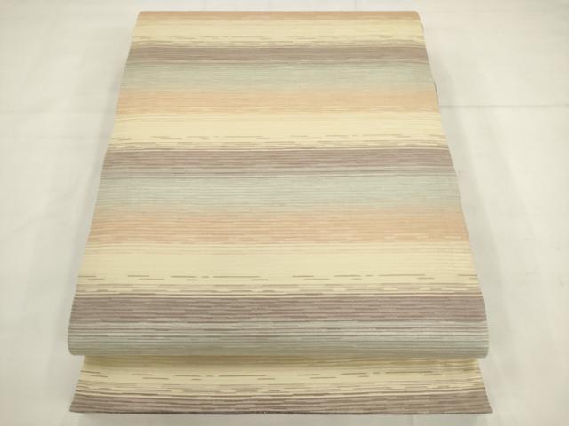 平和屋着物●両面全通柄袋帯 霞文 金糸 正絹 逸品 AABK6808pf