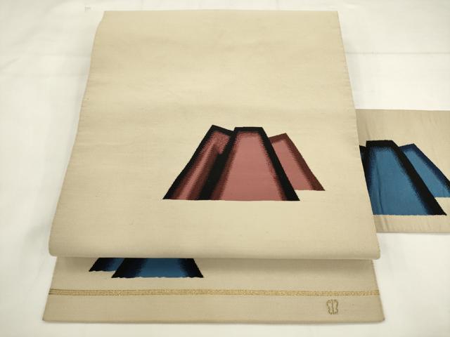 平和屋着物●西陣 川島織物 綴れ 八寸名古屋帯 遠山文 金糸 正絹 逸品 AABK6830pf