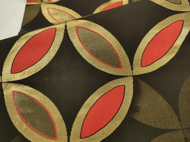 平和屋着物●西陣 川島織物 九寸名古屋帯 七宝花文 金糸 正絹 逸品 AABK6835pf