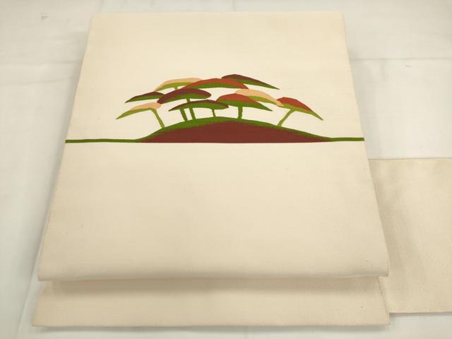 平和屋着物●爪搔き本綴れ 八寸名古屋帯 風景文 正絹 逸品 AABK6845pf