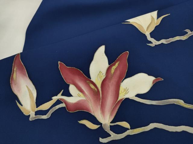 平和屋着物●塩瀬 九寸名古屋帯 枝花文 金彩 正絹 逸品 AABK6847pf