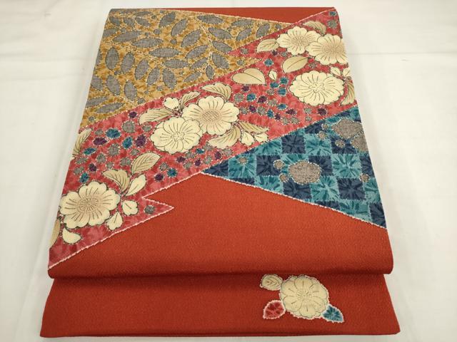 平和屋着物●九寸開き名古屋帯 辻が花 鬼しぼ縮緬 正絹 逸品 AABK6863pf