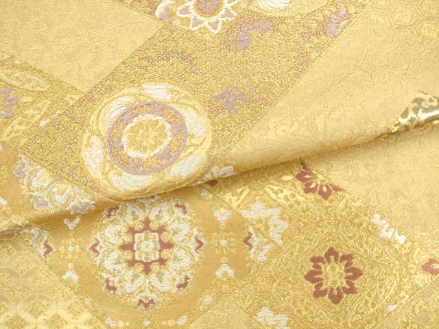 平和屋着物●六通柄袋帯 飾花文 金銀糸 正絹 逸品 AABK6867pf