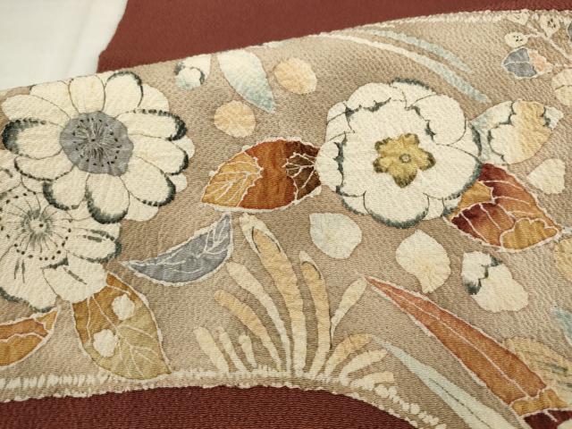 平和屋着物●九寸開き名古屋帯 辻が花 絞り 鬼しぼ縮緬 正絹 逸品 AABK6878pf