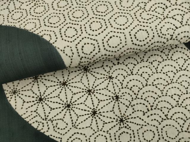 平和屋着物●六通柄袋帯 刺し子 総刺繍 紬地 流水吉祥文 正絹 逸品 AABK6880pf