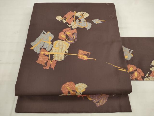平和屋着物●九寸名古屋帯 抽象文様 金糸 正絹 逸品 AABK6887pf