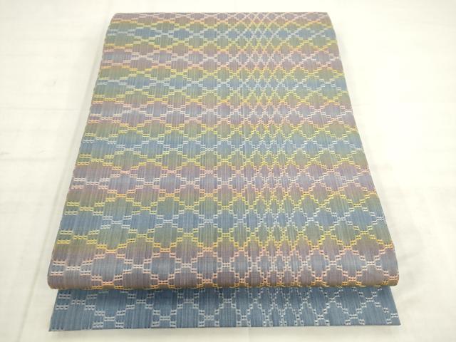 平和屋着物●太鼓柄袋帯 花織 菱文 正絹 逸品 AABK6890pf