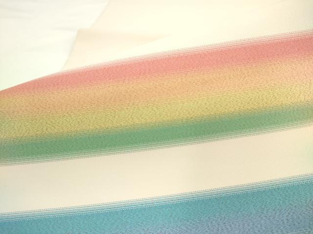 平和屋本店●爪掻き本綴れ 八寸名古屋帯 作家物 七彩段 金糸 共箱付き 正絹 逸品 AABK6912pf