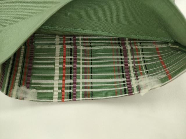 平和屋着物●本場筑前博多織 半幅帯 格子 正絹 逸品 AABK6918pf