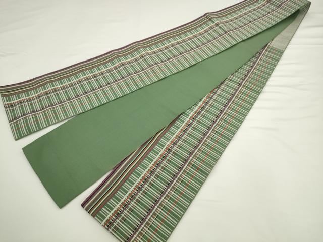 平和屋着物●本場筑前博多織 半幅帯 格子 正絹 逸品 AABK6918pf