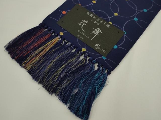 平和屋着物●本場筑前博多織 半幅帯 花舞 森博多織謹製 証紙付き 正絹 逸品 未使用 AABK6926pf