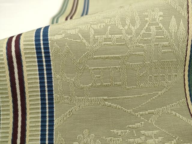 平和屋着物●本場筑前博多織 半幅帯 風景文 脇山忠道作 証紙付き 正絹 逸品 AABK6932pf
