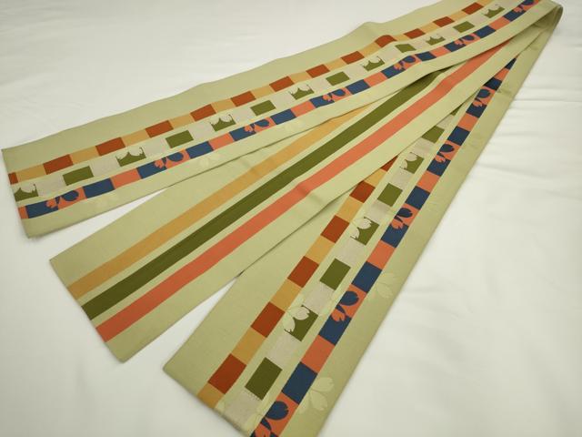 平和屋着物●本場筑前博多織 半幅帯 舞桜文 正絹 逸品 AABK6936pf