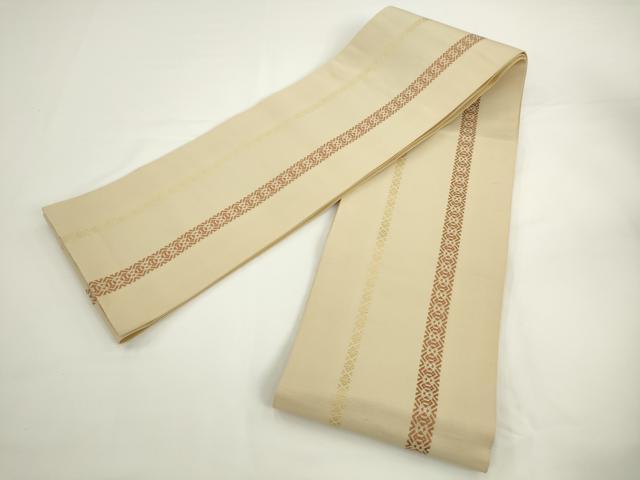 平和屋着物●本場筑前博多織 両面半幅帯 花間道 献上 正絹 逸品 AABK6945pf