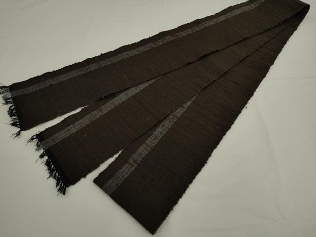 平和屋着物●半幅帯 一重帯 紬地 間道 正絹 逸品 AABK6946pf