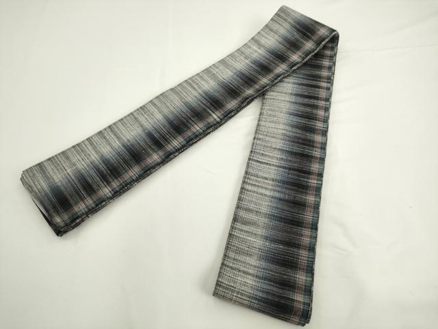 平和屋着物●男性 角帯 紬地 格子 正絹 逸品 AABK6968pf