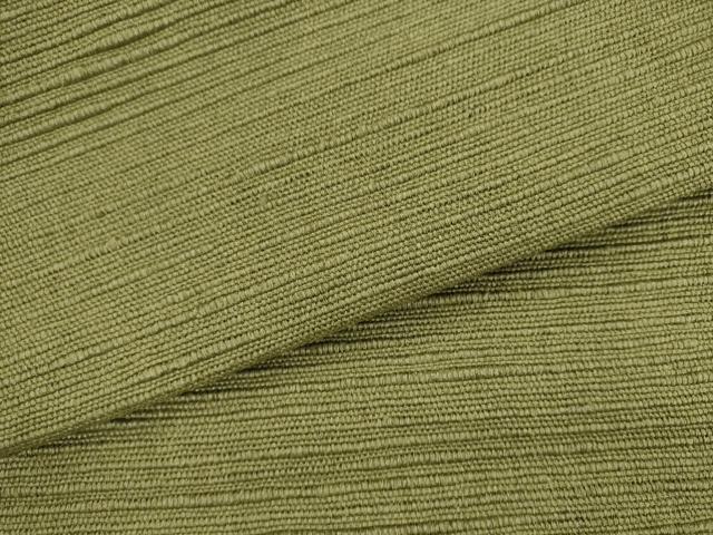 平和屋着物●八寸名古屋帯 信州紬 色無地 草色 正絹 逸品 AABK6981pf