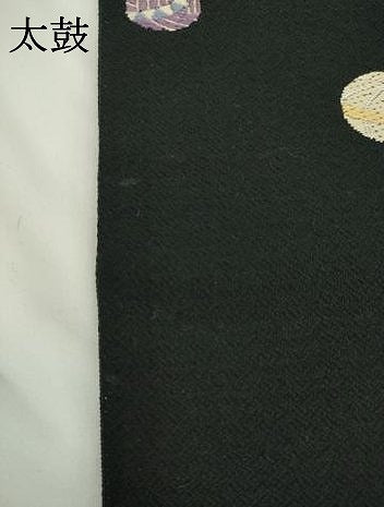 平和屋着物●九寸名古屋帯 唐織 鞠 黒地 正絹 逸品 AABK6989pf