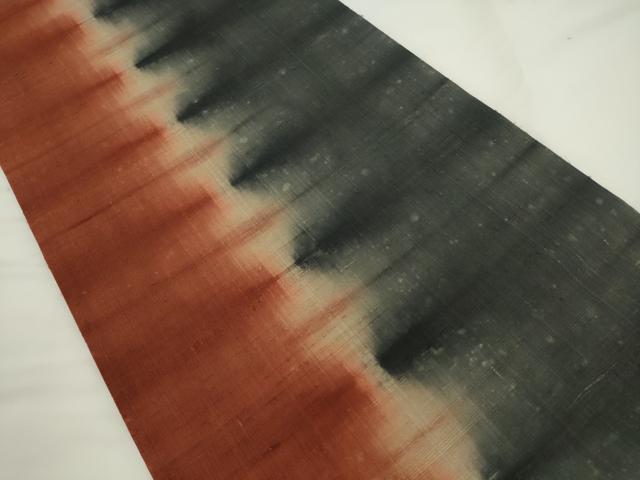 平和屋着物●九寸開き名古屋帯 生紬 霞文 板締め絞り 正絹 逸品 AABK6995pf