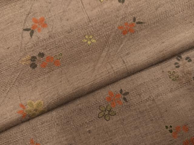 平和屋着物●上質な紬 草花文 正絹 逸品 AABK7008ph