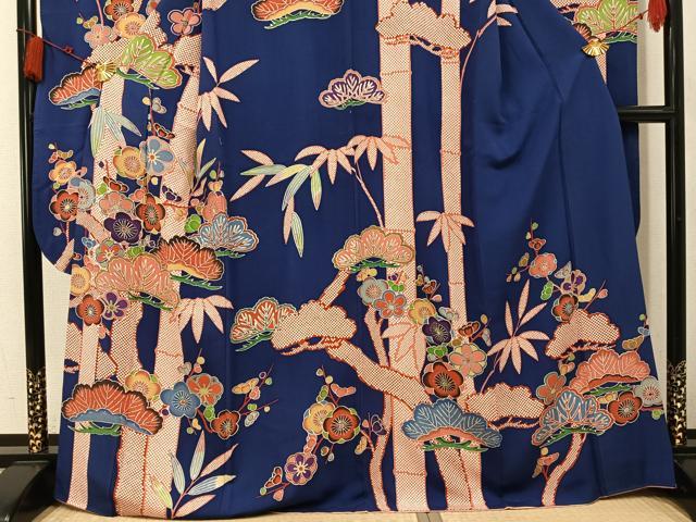 平和屋着物●豪華振袖 紅型 松竹梅文 正絹 逸品 AABK7020ph