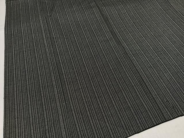 平和屋着物●上質な紬 縞 黒地 正絹 逸品 AABK7022ph