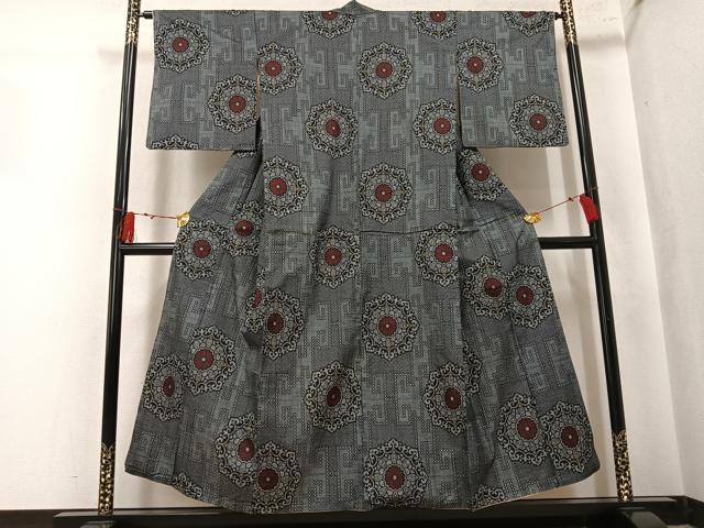 平和屋着物●本場大島紬 割込み絣 正絹 逸品 AABK7024ph