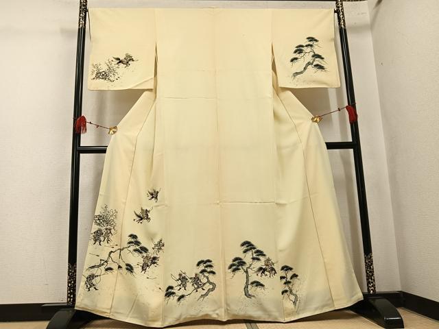 平和屋着物●訪問着 手描き 人物風景文 正絹 逸品 AABK7029ph