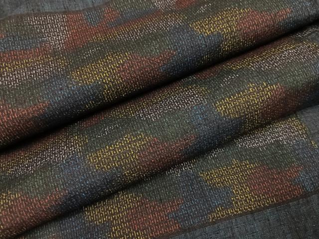 平和屋着物●結城紬 横段文 背抜き仕立て 正絹 逸品 未使用 AABK7043ph