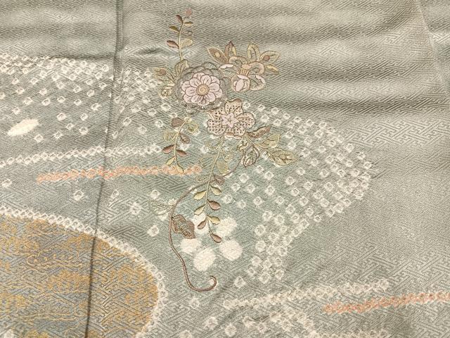 平和屋着物●訪問着 辻が花 中国三大刺繍 汕頭刺繍 スワトウ刺繍 絞り 金彩 正絹 逸品 AABK7049ph