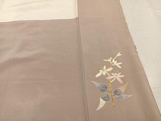 平和屋着物●京加賀友禅 百貫石峰 訪問着 草花文 暈し染め 正絹 逸品 AABK7053ph