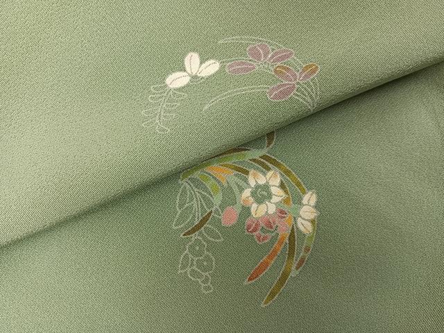 平和屋着物●京加賀友禅 百貫石峰 小紋 草花文 正絹 逸品 AABK7054ph